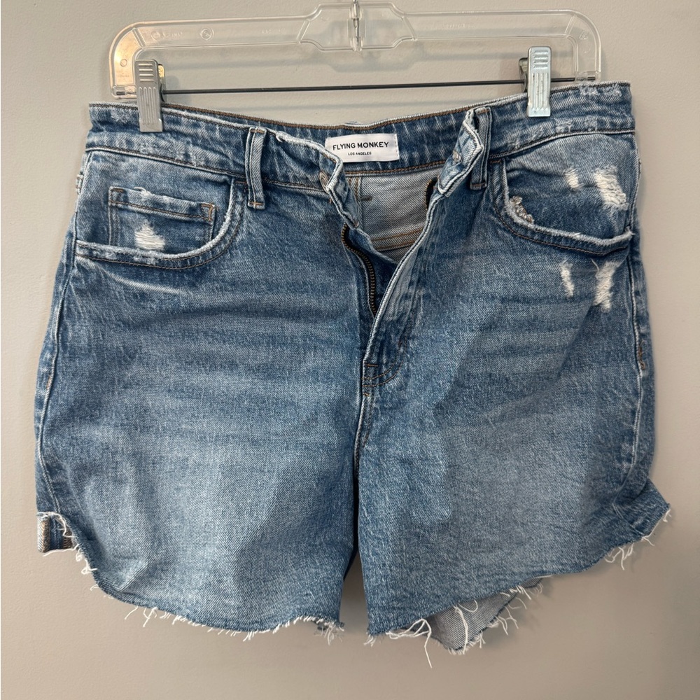 Flying Monkey Distressed Blue Jean Shorts